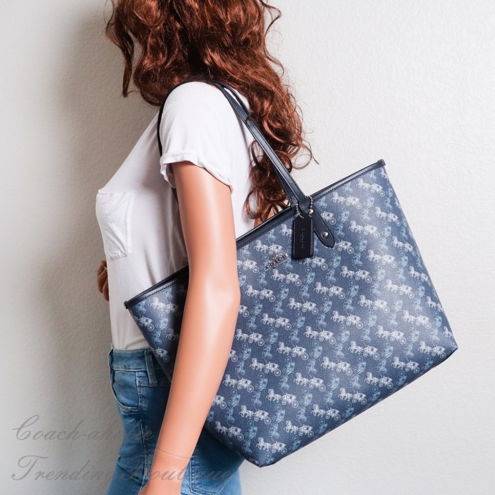 NWT Coach Reversible Tote with Horse Print